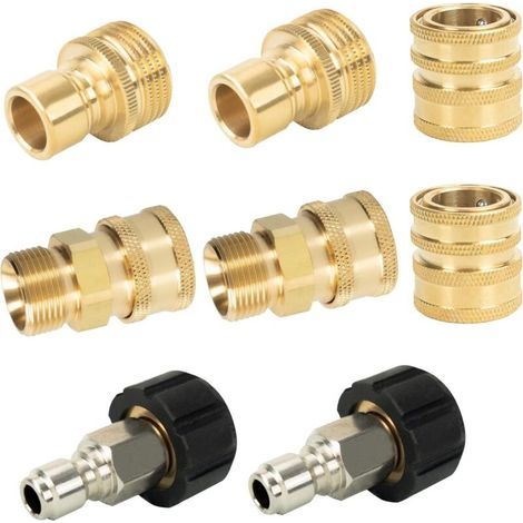 8 Pièces Ensemble Adaptateur de Seau à à Eau pulvérisateur Accessoires Jardin Buse Flexible Connecteurs de tuyaux de laveuse Connecteur de Laveur de Pression Laiton (1/5)