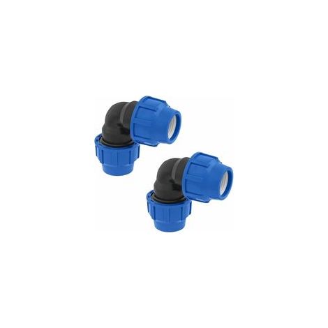 Raccord coudé à 90 degrés 32mm x 32 mm pour tuyau d’eau PE de compression – Raccords de plomberie coudés PN16 – connecteur compatible avec tuyaux PE80 et PE100-2 pièces (1/5)