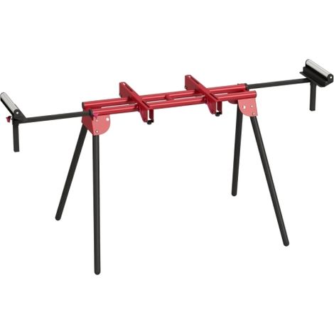 Supporto universale per sega troncatrice con ruote estensibili e bracci di supporto, supporto portatile con gambe pieghevoli per l'utilizzo in cantiere. (1/5)