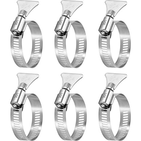 Lot de 6 Colliers de Serrage pour Tuyau Piscine (Argenté) Colliers de Serrage Réglables en Acier Inoxydable pour Tuyaux Piscine Hors Sol Pompes Filtres et Raccords de Tuyaux en PVC (1/5)