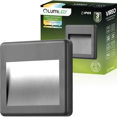 Lampada da parete per esterni da giardino e scale, CCT 3000-6500K LED 4W IP65 VIREO LUMILED (1/5)