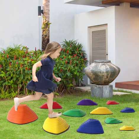 Juego de 11 losas antideslizantes para caminos, aptas para uso interior y exterior, apilables, colores surtidos. (1/5)