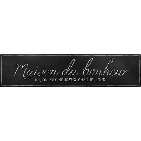 Atmosphera – Décoration murale en métal noir 78 x 18 cm – Texte en relief rétro pour ambiance accueillante – Plaque citation décorative (1/3)