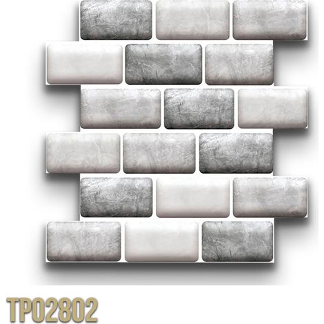pacco da 4 Pannelli 3D Autoadesivi in PVC 30X30cm vari decori ultrarealistici ideali per bagni e cucine-MATTONI GRIGI - cod. TP02802 (1/2)