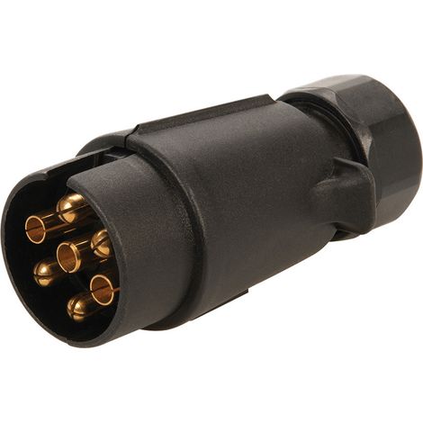 Prise Remorque 7 Broches - Fiche Mâle 12 V - Étanche IP44 - Pour Câble 8,5 à 10 mm - Connexion Sécurisée Remorque/Caravane/Vélo Porté (1/5)