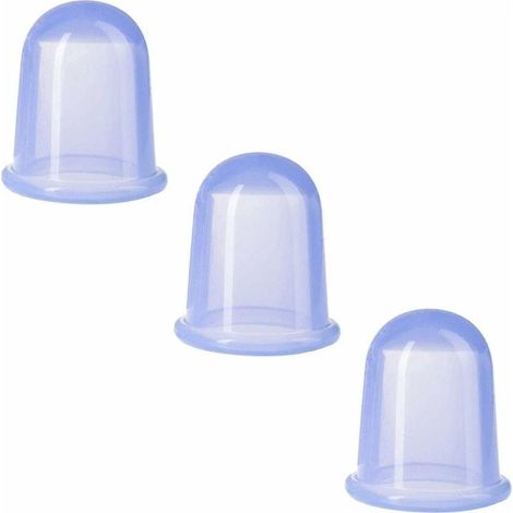Set of 3 traditional silicone cupping glasses for pain-relieving massages, blue (1/4)