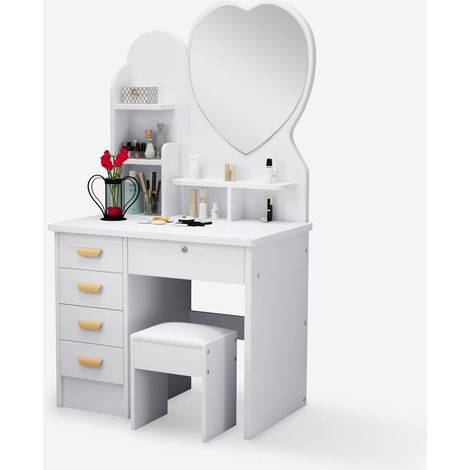 Postazione trucco toeletta specchio cuore sgabello camera da letto Clara (1/5)