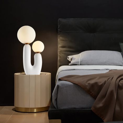 Lampe de bureau et de chevet,lampe de table nordique créative pour salon et chambre,avec ampoules incluses,blanc (1/5)