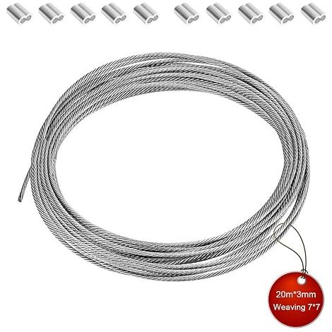 Stainless Steel Wire 20 m, Stainless Steel Wire Cable 3 mm with Pliers (1/5)