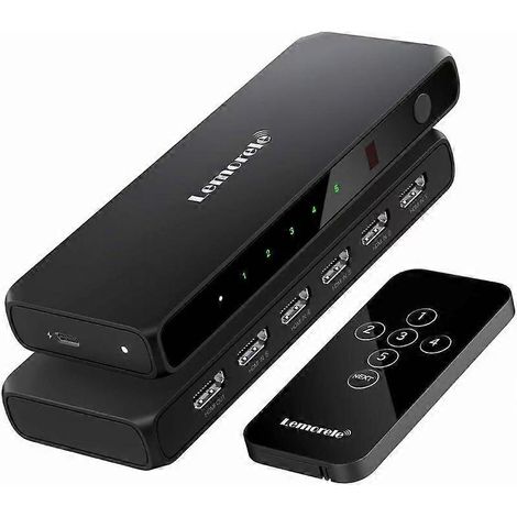 Commutateur HDMI G96 5 entrées/1 sortie, commutateur vidéo haute définition 4K, avec télécommande infrarouge, compatible avec les consoles de jeux et les systèmes home cinéma.