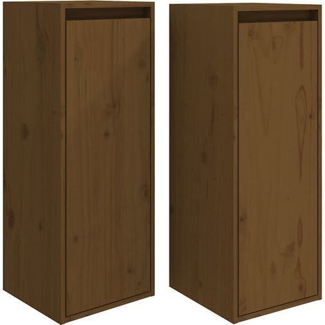 Maison Exclusive - Wandschränke 2 Stk. Honigbraun 30x30x80 cm Mas (1/5)