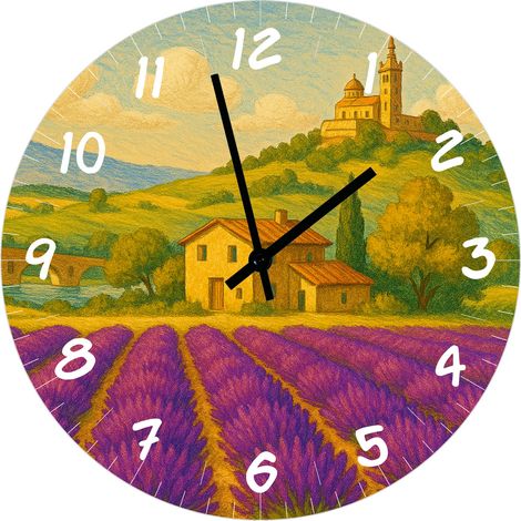Horloge lavande de provence en verre  29 cm