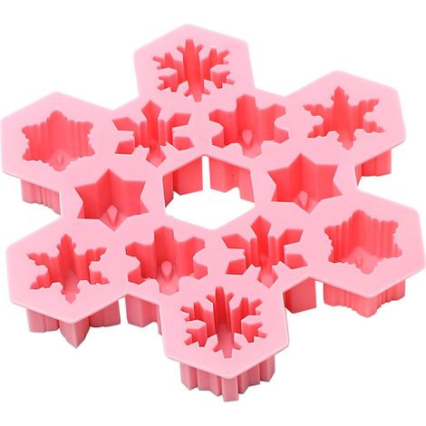 Moule Silicone Flocon De Neige - Alimentaire Sans BPA - Pour Chocolat Bonbons Fondant Gâteaux - 1 Pièce Rose (1/5)