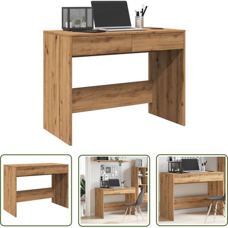 vidaXL Bureau chêne artisanal 101x50x76,5 cm bois d'ingénierie (1/5)
