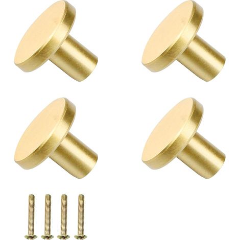 Set di 4 maniglie rotonde in ottone dorato (25 mm x 20 mm) per cassetti, decorazioni per la casa e armadietti (1/4)