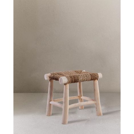 Matra - Tabouret en branche de teck et jacinthe d'eau (1/5)