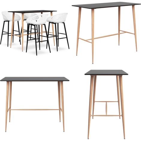 Ensemble de bar 5 pcs Noir et blanc - Ensemble De Bar - Mobilier De Salle À Manger - Table De Bar - Tabourets De Bar - Meuble Moderne - Home & Living (1/5)