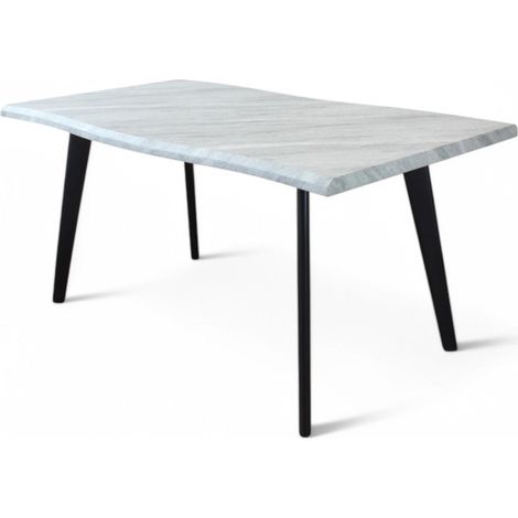 Tavolo rettangolare con struttura in metallo grigio effetto pietra in melaminico 90x160xH75 cm (1/3)
