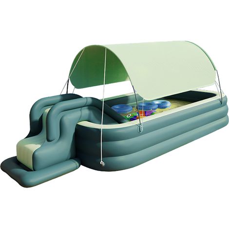 Aufblasbarer Pool, abnehmbares Sonnendach, faltbares PVC, Babyspielzeug, für den Außenbereich, grün