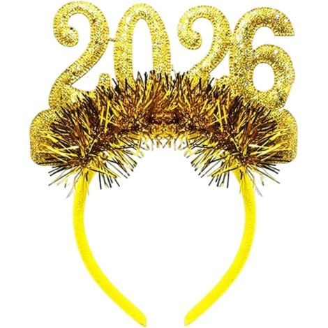 Bandeau décoratif à paillettes Happy Year 2026 - Coiffe créative pour bal masqué (1/5)