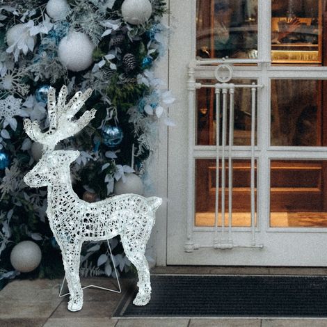 Decorazione natalizia "Renna" 3D con led bianco per uso interno ed esterno -85 cm