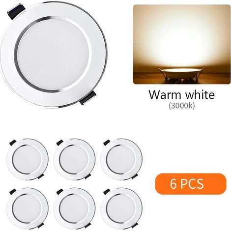 (Blanc chaud - 6 spots - 5 W) Plafonnier encastré LED rond, panneau LED dimmable 3 couleurs (1/5)