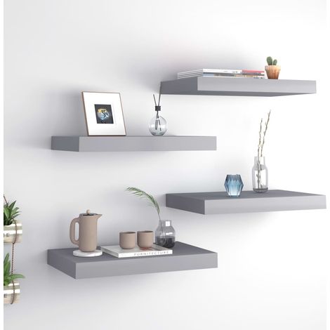 Floating Wall Shelves 4 pcs Grey 40x23.5x3.8 cm MDF vidaXL