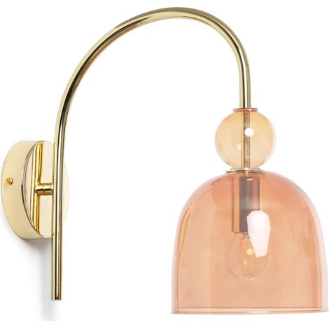 Ledkia – Lampe murale applique de salle de bain en métal et verre – Couleur rouge – Compatible ampoule E14 – Design vintage élégant
