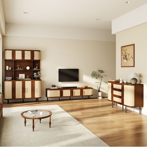 Set mobili TV in MDF noce 180x40x45 cm con madia e colonna - MEUBLIV (1/5)