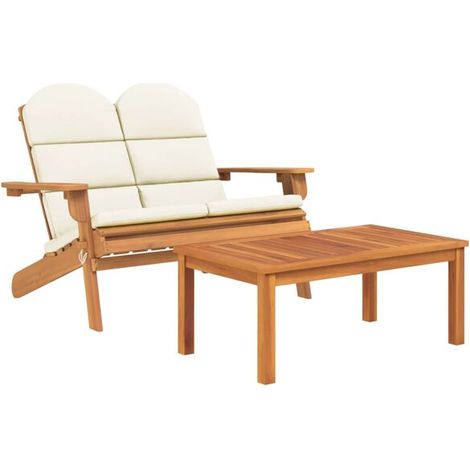 Ensemble de Mobilier de Jardin Adirondack, Lot de 2 Chaises et Table d'Extérieur en Bois d'Acacia Massif et Résistant (1/5)