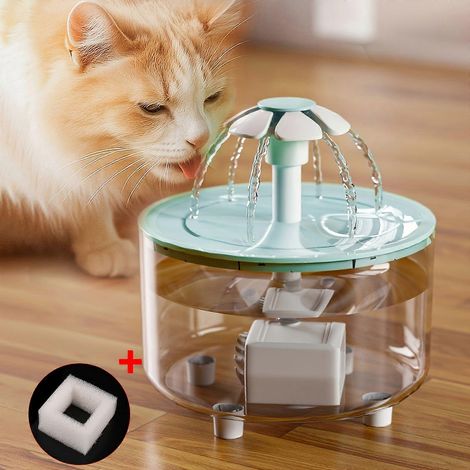 Fuente de agua automática para mascotas de 1,5 litros (50 oz), con circulación silenciosa y alimentación USB, diseño floral para gatos y perros. (1/5)