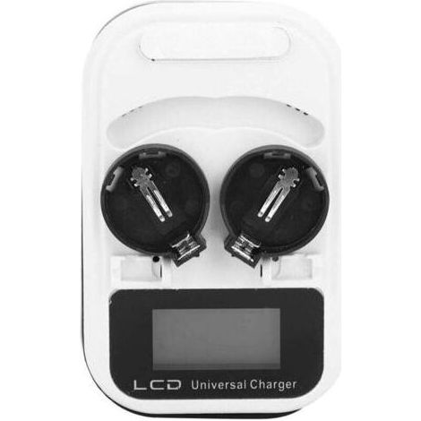 ALLIANDISChargeur de Batterie au Lithium Bouton Rechargeable 1 pièces écran LCD Maximum 300MA Chargeur à Double Fente pour LIR2016 LIR2025 LIR2032 100-240V (1/5)