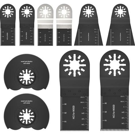 Confezione da 10 lame per sega oscillante - Utensile multiuso - Taglia metallo, legno e plastica - Sistema di cambio rapido - Nero - 8,5 x 3,2 cm (1/5)