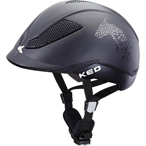 51-56 cm, nero opaco: Casco da equitazione KED Pina con decorazione testa di cavallo