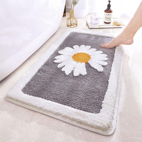 Tapis de Bain Gris Microfibre Ultra Doux Très Absorbant Lavable Machine Séchage Rapide Antidérapant Salle de Bain Douche Baignoire 45x65 cm (1/5)