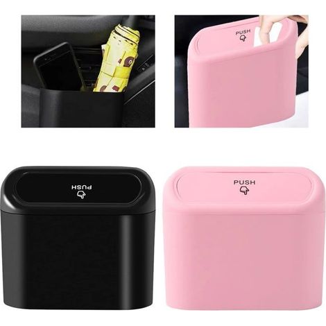 Couvercle de poubelle de voiture - 1 pièce, noir et rose - Portable et suspendu - Bureau (aucun) (1/5)