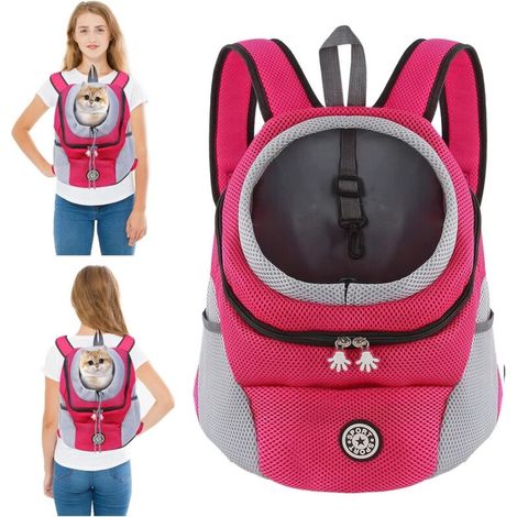 Poche avant pour animal de compagnie avec crochet de sécurité pour la randonnée, sac à dos respirant (1/5)