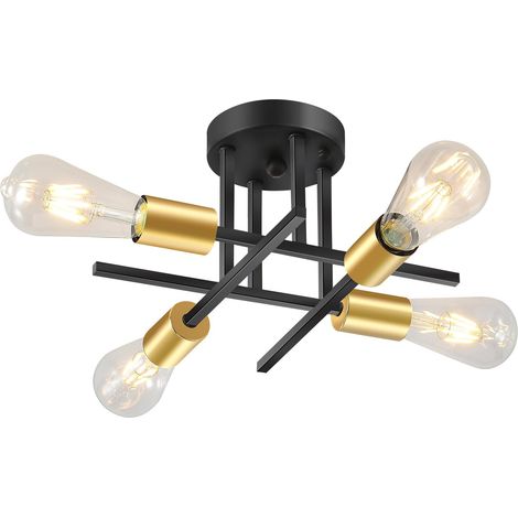 Plafonnier, lustres Spoutnik, plafonnier à 4 têtes, plafonnier semi-encastré, plafonniers modernes avec culot E27 (ampoule non incluse) (1/5)