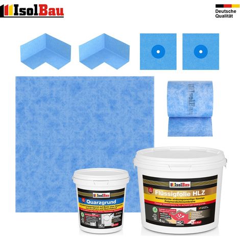 Dichtset Flüssigfolie HLZ 4kg Quarzgrund Dichtband Dichtbahn Balkon Dusche Bad (1/5)