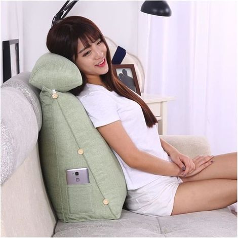 Coussin de Lecture Triangulaire - Vert - 45x45x20cm - Naturelle - Uni - Intérieur-Ywey (1/4)