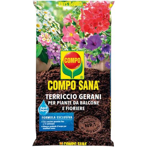 Compo SANA GERANI Terra Terriccio substarto piante balcone acqua depot 50 LT (1/3)