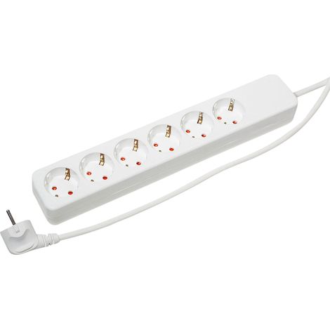 Multiprise GEBRO 106146, 6 prises, avec câble de 1,5 m, blanc