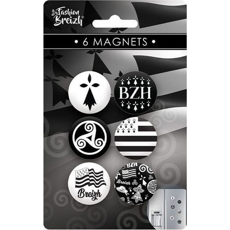 Magnets - Aimants - Bretagne - Drapeau breton - Breizh - 6 modèles - 3cm diamètre (1/2)