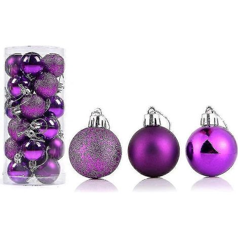 24er-Pack zarte, wiederverwendbare, hochglänzende Weihnachtskugeln als Christbaumschmuck oder Anhänger für Zuhause-4cm-Purple (1/5)