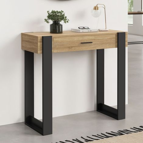 Consola de 1 cajón PHOENIX de madera y negro (1/5)