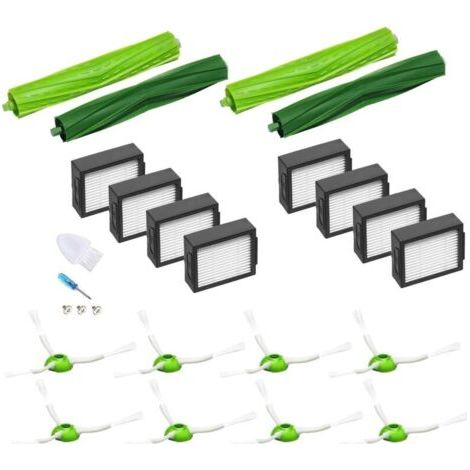 21 pezzi di ricambio per iRobot Roomba E5, E6, i6, i6+, i3, i3+, i4, i4+, i7, i7+, i8, 8 filtri, 8 spazzole laterali, 4 spazzole a rullo, ricambi per aspirapolvere