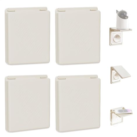 4 Pièces Cache Prise, 2 en 1 Cache Interrupteur Mural, Type 86 Réversible Cache Prise Murale Étanche, Autocollant Cache Interrupteur pour Salle de Bain, Chambres, Cuisine, Extérieur, Blanc (1/5)