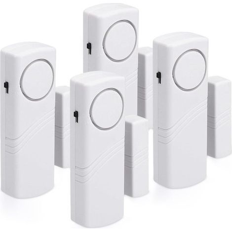 Sistema di allarme per porte e finestre - sicurezza wireless - striscia di montaggio autoadesiva - allarme 100 dB - confezione da 4 (1/5)