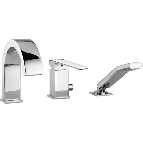 RUBINETTO MISCELATORE MONOCOMANDO PER BORDO VASCA CON DOCCIA ESTRAIBILE    SERIE LEVEL 3/8   RUBINETTERIA PAFFONI Spa