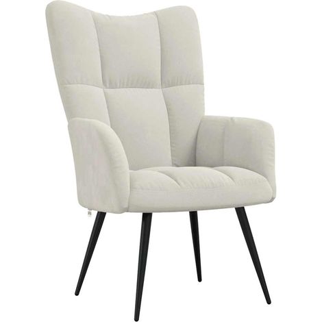 Sillón de relax de terciopelo color blanco crema vidaXL